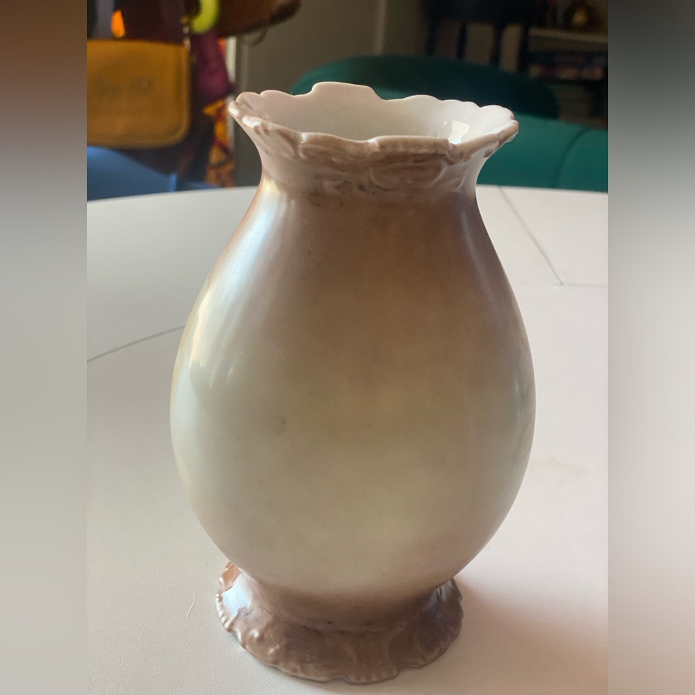 Antique Bisque Porcelain Floral Vase Fall Decor - Picture 5 of 5